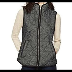 Haven Outerwear Women's Herringbone Quilted Zip-Up Black and White Vest Size S